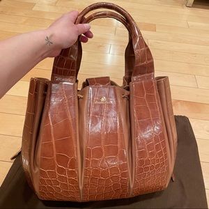 Domenico Vacca crocodile brown bucket bag